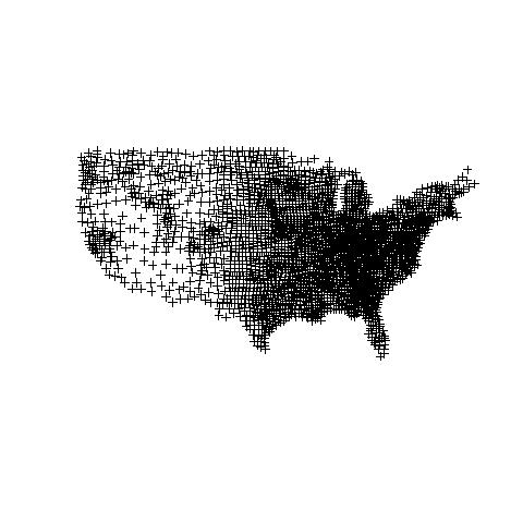 Map of county centers